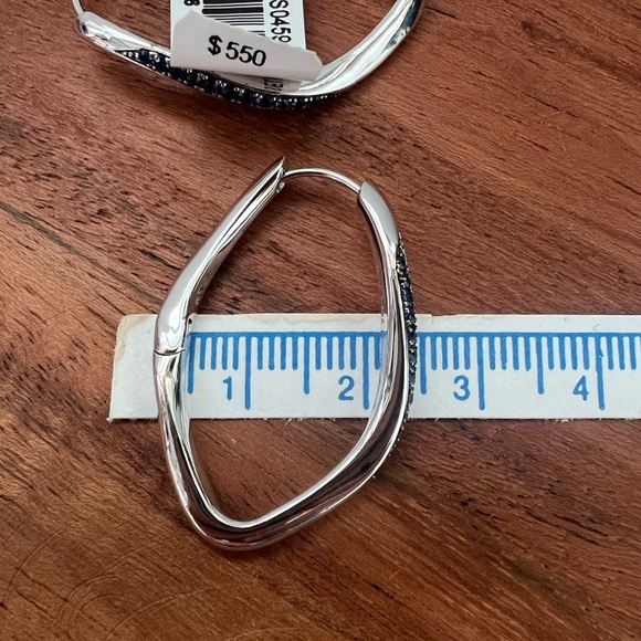 NWT Judith Ripka Nova Large Pave Blue Sapphire Hoops - Picture 12 of 15